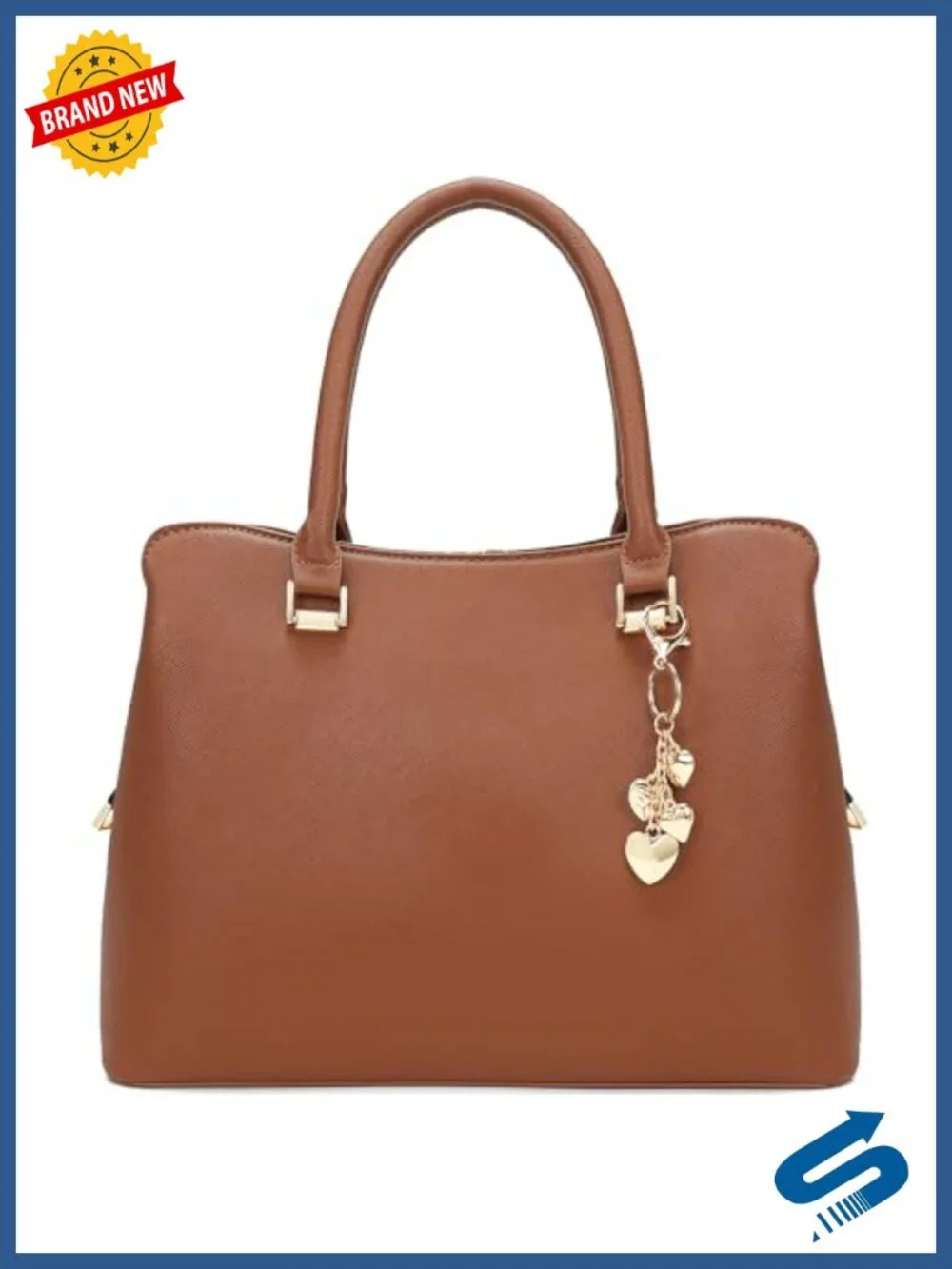 Faux Leather Top Handle Satchel Purse with Shoulder Strap